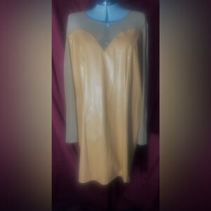 NWT! REBDOLLS Wo 2X Sheer Sleeves Mini Faux Leather Dress